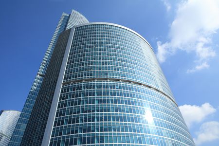 edge of office building on sky background