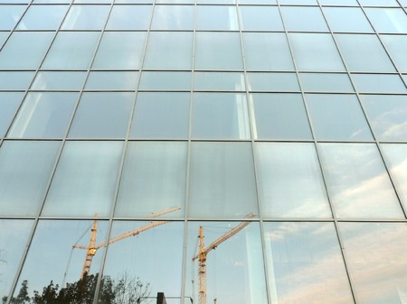 wall of trading center in cityの写真素材