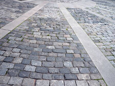 cobblestone area of church squareの写真素材