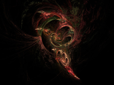 image of one Digital Fractal on Black Colorの写真素材