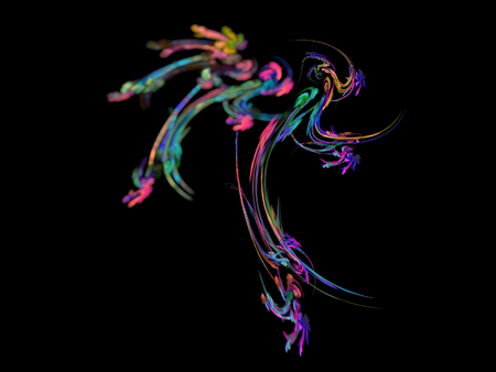 image of one Digital Fractal on Black Colorの写真素材