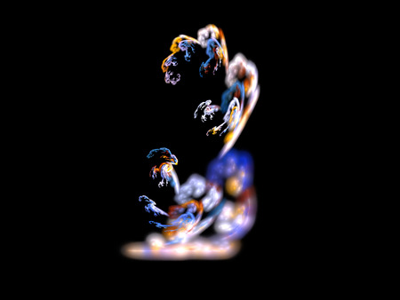 image of one Digital Fractal on Black Colorの写真素材