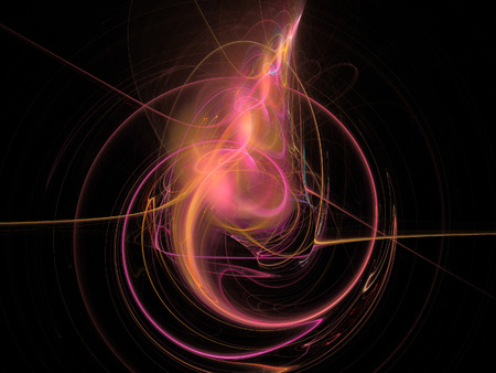 image of one Digital Fractal on Black Colorの写真素材