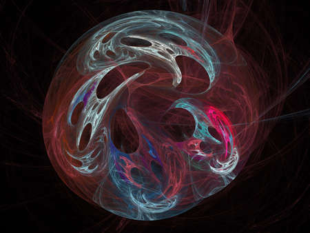 image of one Digital Fractal on Black Colorの写真素材