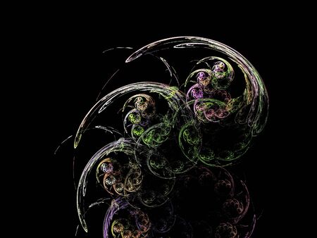 image of one Digital Fractal on Black Colorの写真素材