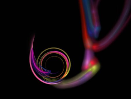 image of one Digital Fractal on Black Colorの写真素材