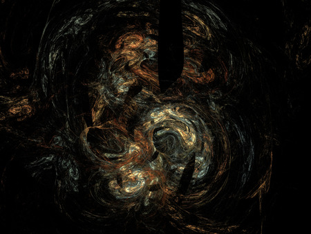 image of one Digital Fractal on Black Colorの写真素材