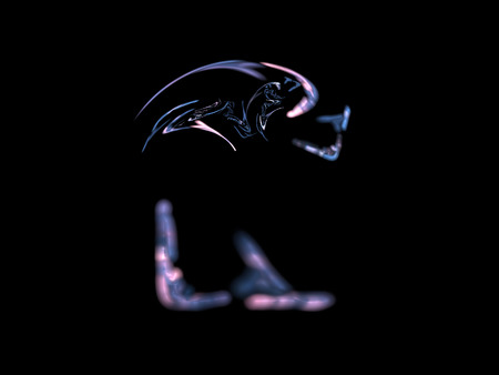 image of one Digital Fractal on Black Colorの写真素材