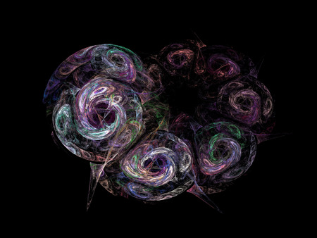 image of one Digital Fractal on Black Colorの写真素材