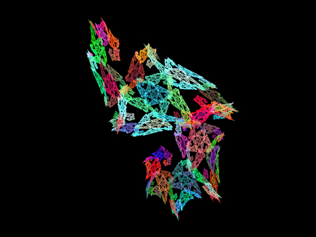 image of one Digital Fractal on Black Colorの写真素材