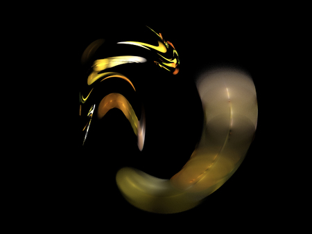 image of one Digital Fractal on Black Colorの写真素材