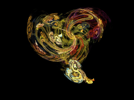 image of one Digital Fractal on Black Colorの写真素材