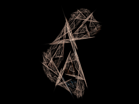 image of one Digital Fractal on Black Colorの写真素材