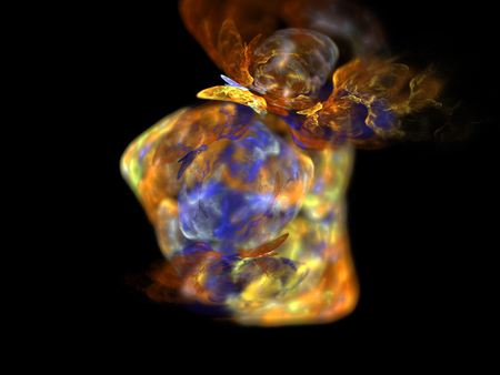 image of one Digital Fractal on Black Colorの写真素材