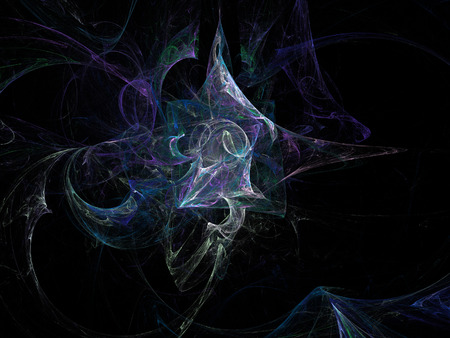 image of one Digital Fractal on Black Colorの写真素材