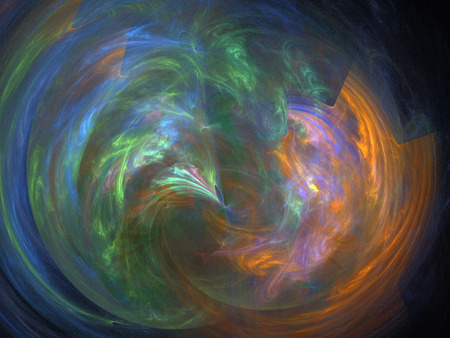 image of one Digital Fractal on Black Colorの写真素材