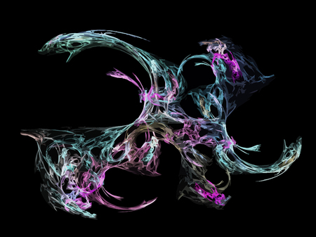 image of one Digital Fractal on Black Colorの写真素材