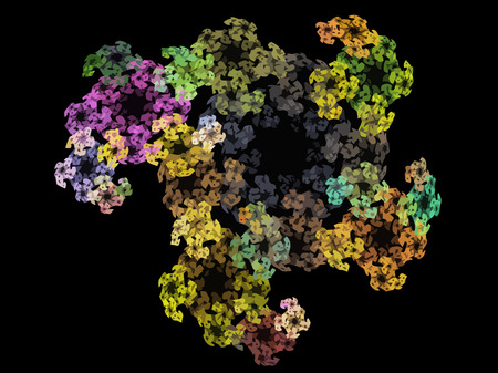 image of one Digital Fractal on Black Colorの写真素材