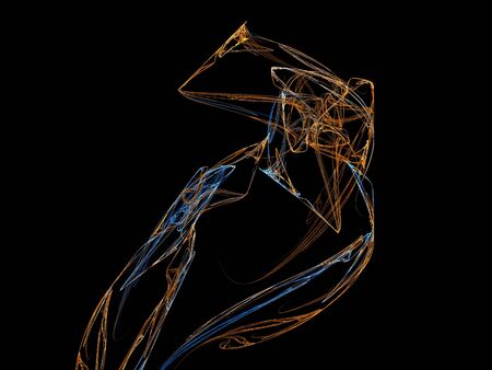 image of one Digital Fractal on Black Colorの写真素材