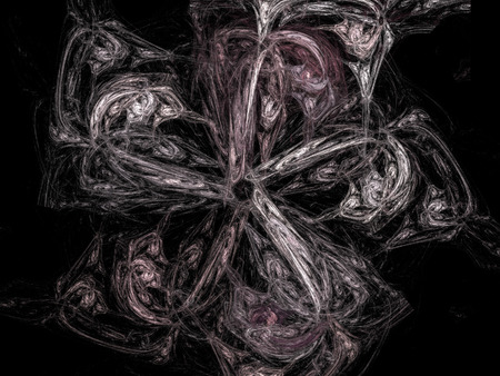 image of one Digital Fractal on Black Colorの写真素材