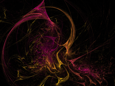 image of one Digital Fractal on Black Colorの写真素材