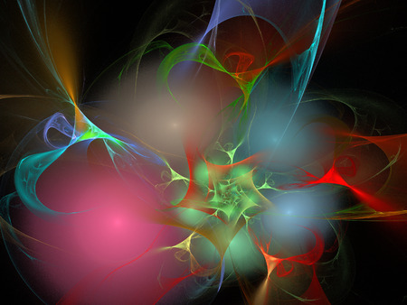 image of one Digital Fractal on Black Colorの写真素材