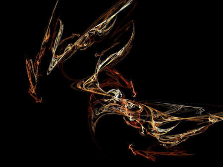 image of one Digital Fractal on Black Colorの写真素材