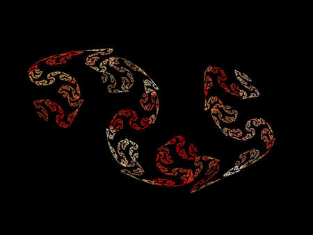 image of one Digital Fractal on Black Colorの写真素材