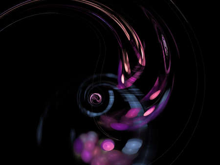 image of one Digital Fractal on Black Colorの写真素材