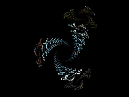 image of one Digital Fractal on Black Color
