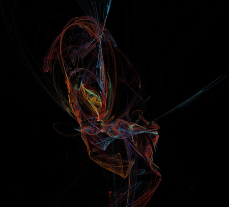 image of one Digital Fractal on Black Colorの写真素材
