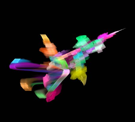 image of one Digital Fractal on Black Colorの写真素材