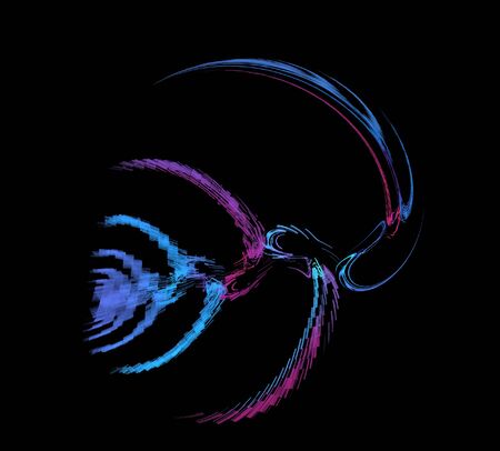 image of one Digital Fractal on Black Colorの写真素材