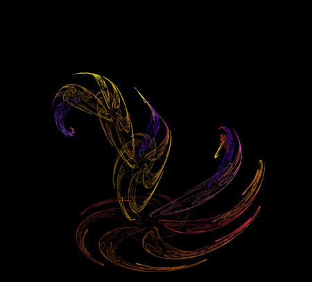 image of one Digital Fractal on Black Colorの写真素材