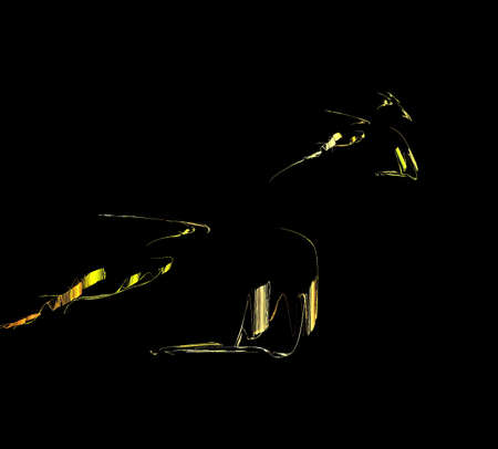 image of one Digital Fractal on Black Colorの写真素材