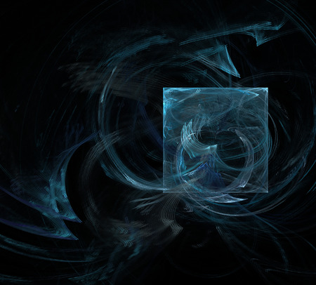 image of one Digital Fractal on Black Colorの写真素材