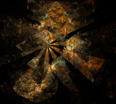 image of one Digital Fractal on Black Colorの写真素材