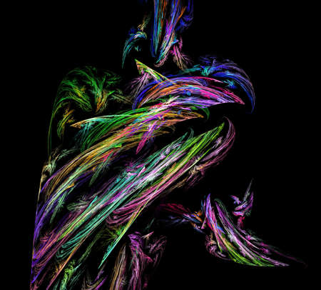 image of one Digital Fractal on Black Colorの写真素材