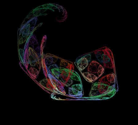 image of one Digital Fractal on Black Colorの写真素材