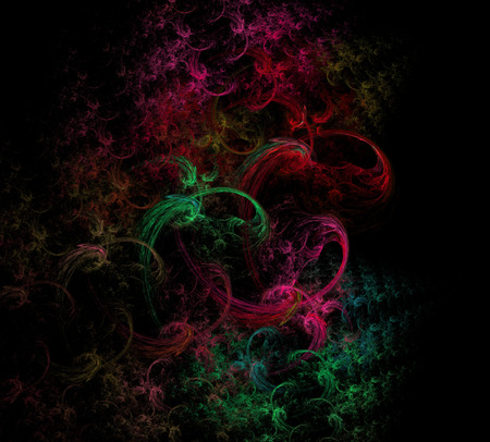 image of one Digital Fractal on Black Colorの写真素材