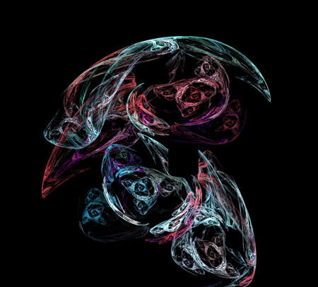 image of one Digital Fractal on Black Colorの写真素材