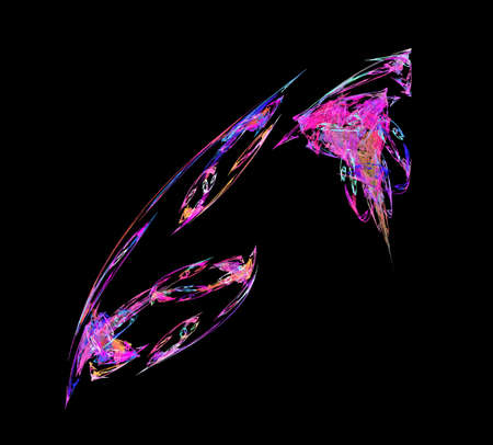 image of one Digital Fractal on Black Colorの写真素材