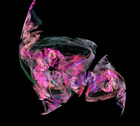 image of one Digital Fractal on Black Colorの写真素材