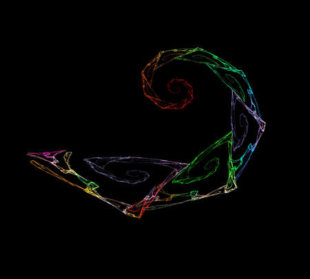 image of one Digital Fractal on Black Colorの写真素材