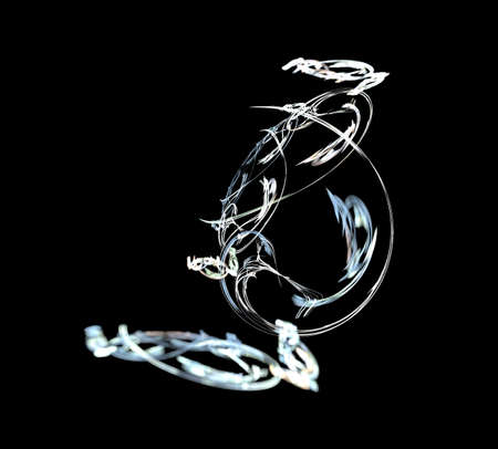 image of one Digital Fractal on Black Colorの写真素材