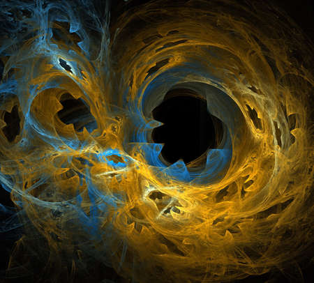 image of one Digital Fractal on Black Colorの写真素材