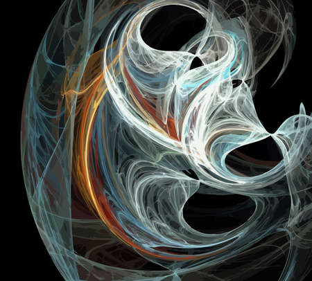 image of one Digital Fractal on Black Colorの写真素材