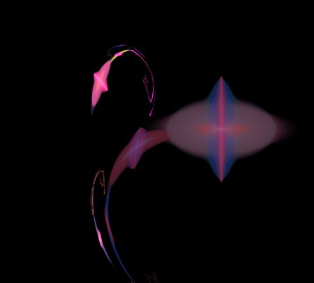 image of one Digital Fractal on Black Colorの写真素材