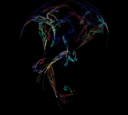 image of one Digital Fractal on Black Color