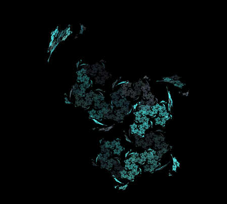 image of one Digital Fractal on Black Colorの写真素材